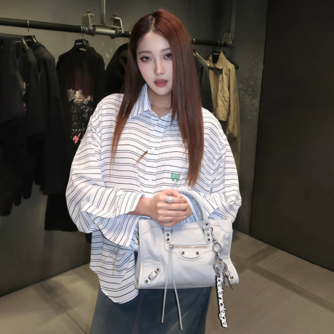 9a+ quality balenciaga striped wheat embroidered shirt